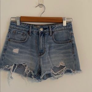High rise distressed jean shorts